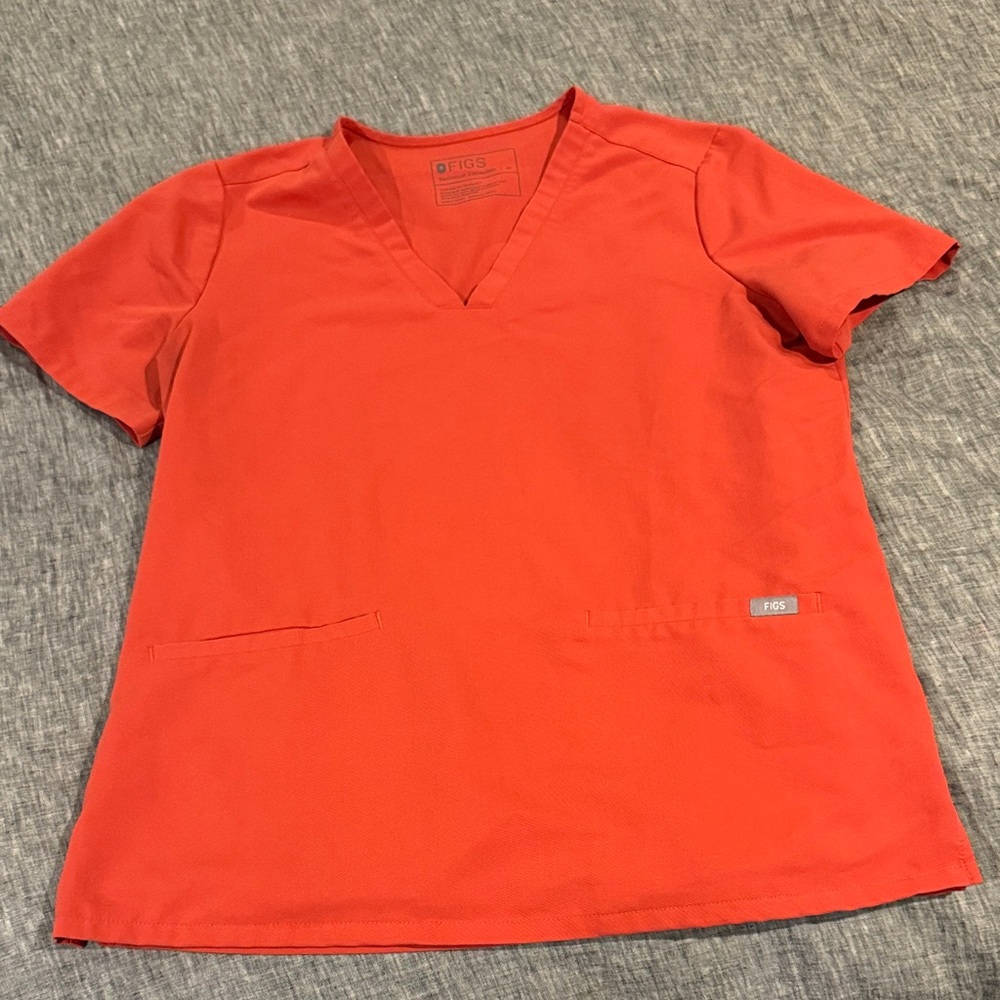 Figs Bright Red V-Neck Scrub Top